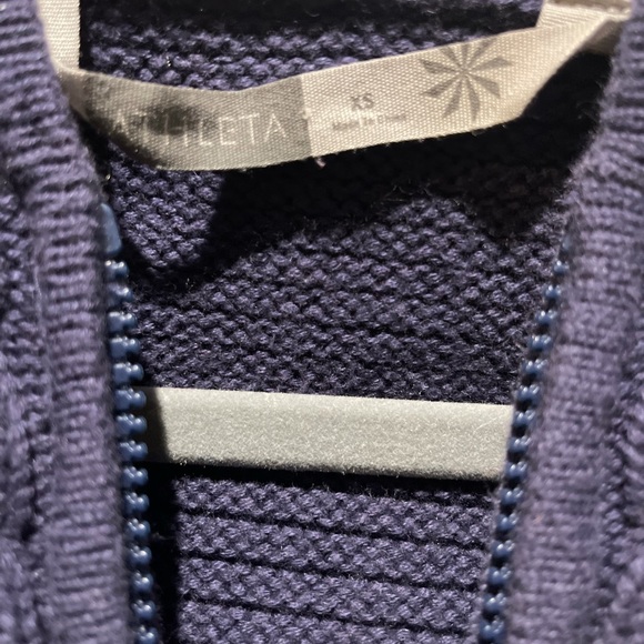 📚Athleta • Navy Hooded Zip Knit Cashmere Blend Jacket - Sz XS - Picture 4 of 5